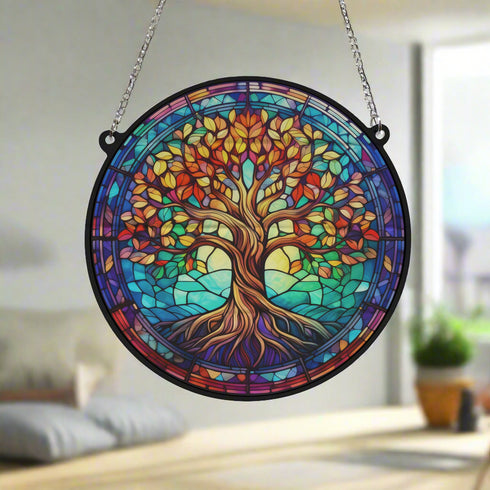 Tree of Life Stained Glass Effect Suncatcher